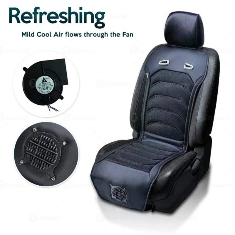 

All Season Car Seat Cushion Smart Fan Cooling Pad 12V 24V Ventilated Mat for Truck Sedan SUV