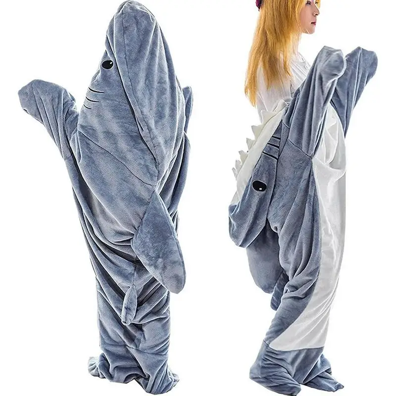 

Shark Sleeping Bag Shark Blanket Wearable Blanket Hoodie Hooded Cosplay Costume Chirstmas Birthday Gifts for Shark Lovers Adults
