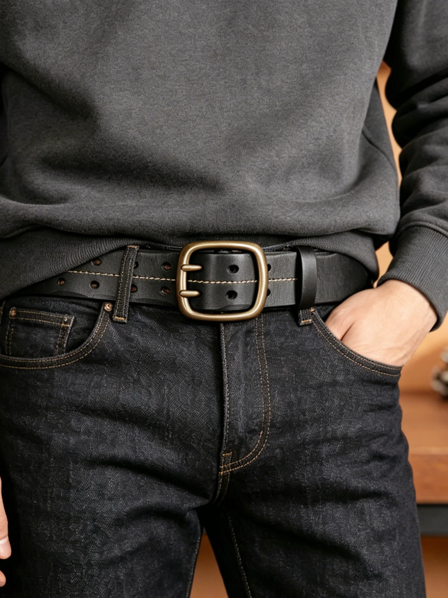 retro-american-leather-belt-men's-top-layer-cowhide-hollow-out-waist-belt-copper-buckle-casual-jeans-belt-fashion-accessory