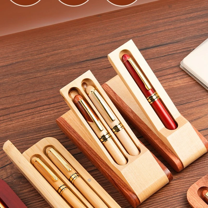 

Personalized Name Bamboo Wooden Metal Signature Ballpoint Pen Gift Box Set Laser Custom Logo Graduation Business Wood Gift