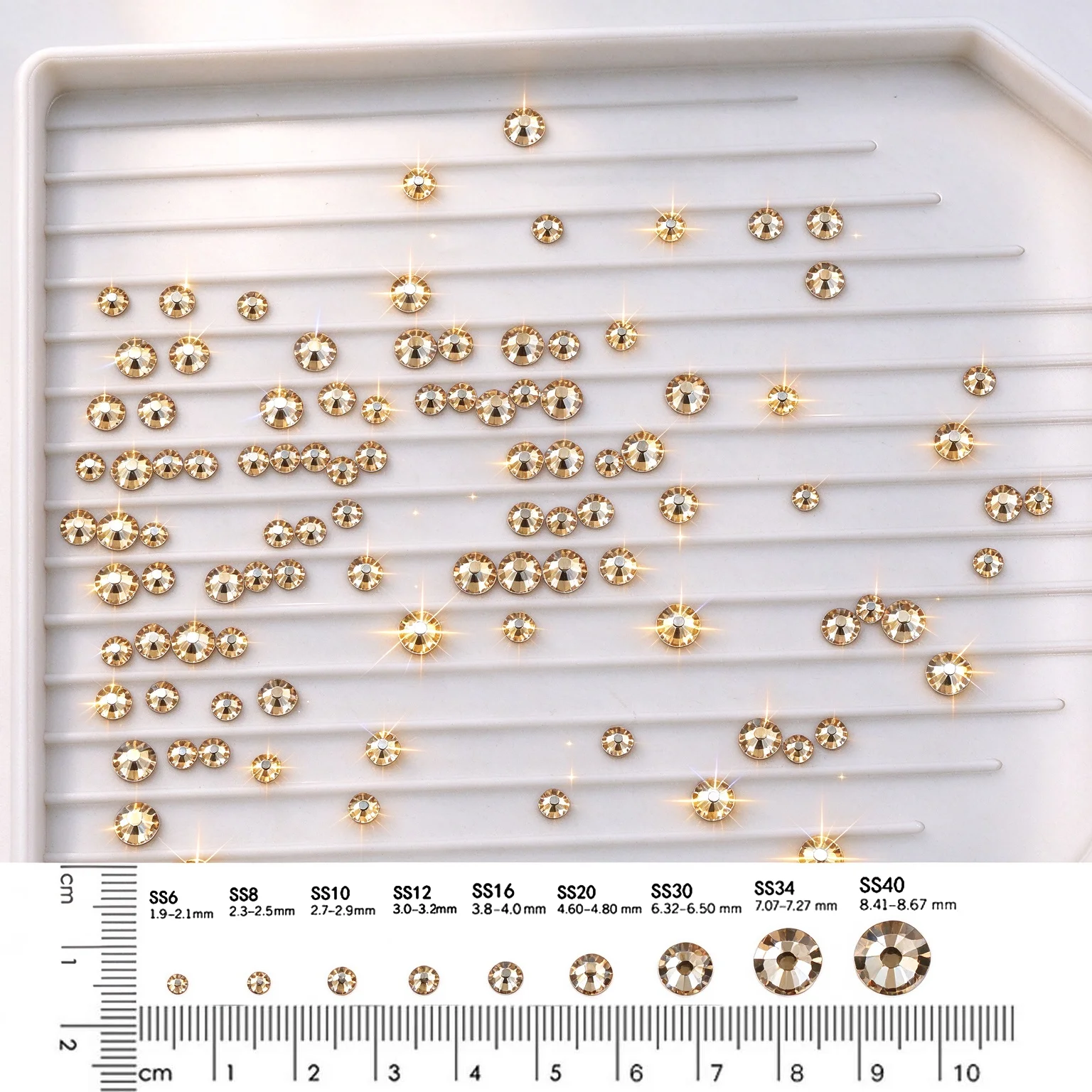 SS3-SS34 Crystal Golden Shadow Nail Gems Crystal Flatbacks Strass Non Hot Fix Gold Rhinestones For Nail Art Garment Shoes