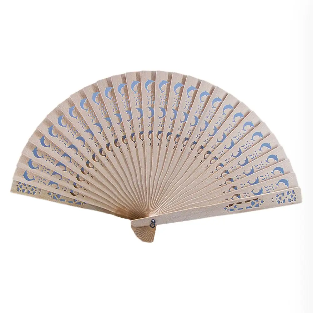 Personalized Carved Chinese Style Wooden Folding Fan Supplies Home Decoration Wedding Party Fan Hand Sandalwood A4E5