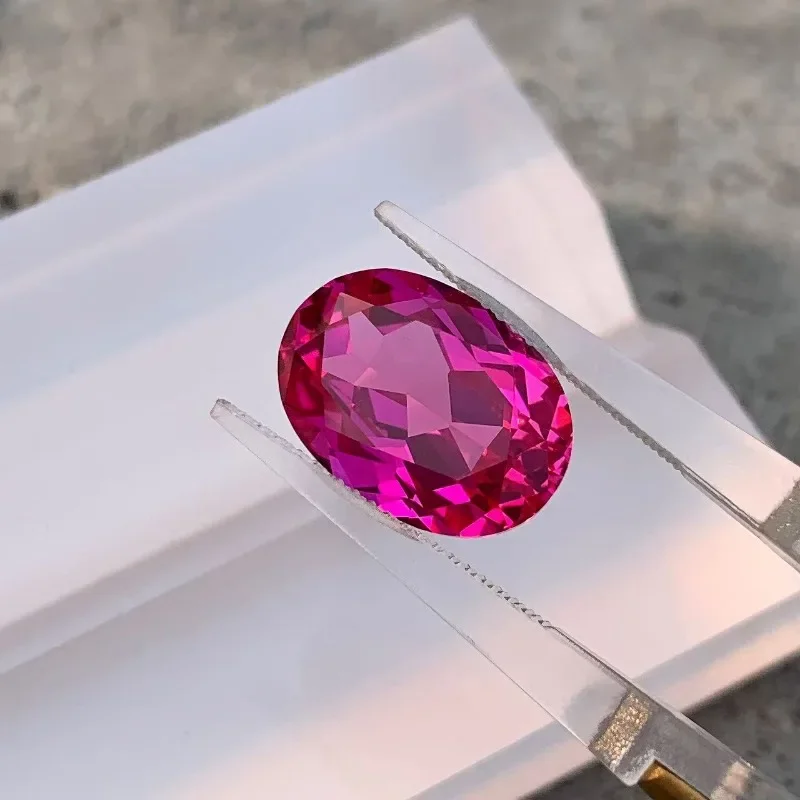 Laborgezüchteter Saphir, violett gefärbter, oval geschliffener Edelstein für die Herstellung von Schmuckstücken – die Hauptmaterialien für Ringe und Halsketten, inklusive Zertifikat. – Detail 16