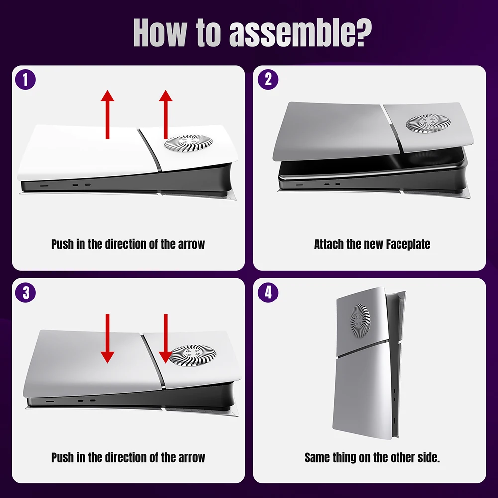 Replacement Shell Anti-Scratch Faceplate with Cooling Vents Dustproof Protective Cover Compatible with PS5 Slim Digital/Disc