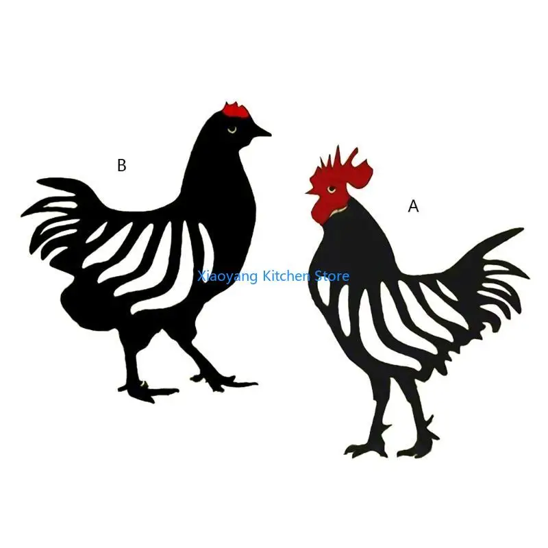 

69HC Garden Grass Insert Ground Plug Hen/Rooster Shaped Courtyard Decoration Courtyard-caste Stainless Steel Grass Decor Sign