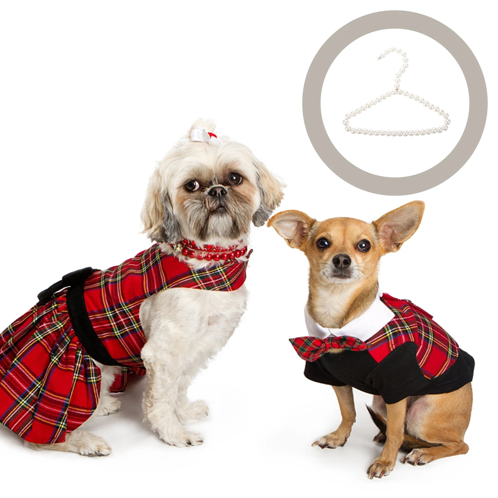

3 Pcs Pet Pearl Cloth Hangers Small Dogs White Beads Metal Covered Elegant Design Closet Luxury Dog Clothes Accessories Grooming