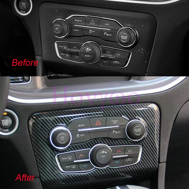 

For Dodge Charger 2015-2023 Real Carbon Fiber Center Console Dashboard Air Condition Switch Panel Cover Trims