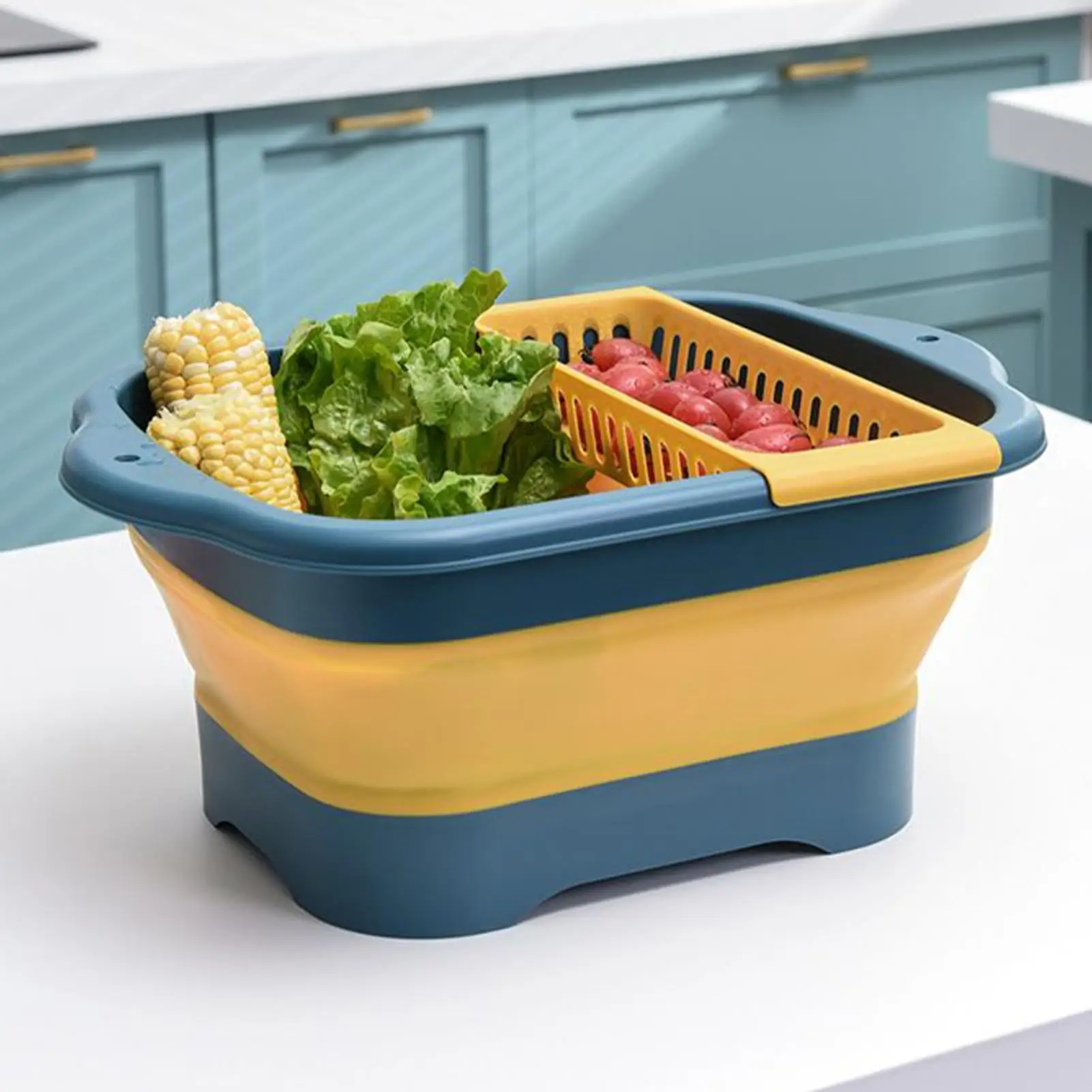 

Dishpan For Washing Dishes Foldable Dish Tub With Handles And Draining Plug Wash Dish Basin For Kitchen Sink RV Camping