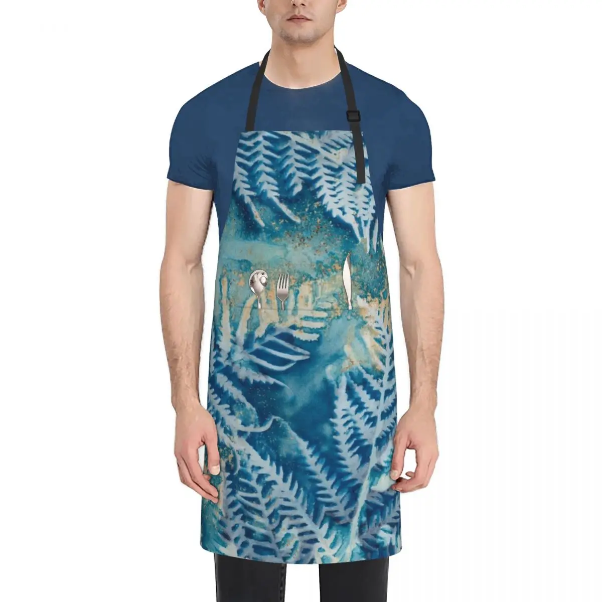 

Australian native flora as cyanotype sun-printed art Apron Chef Uniform For Men Sexy Apron