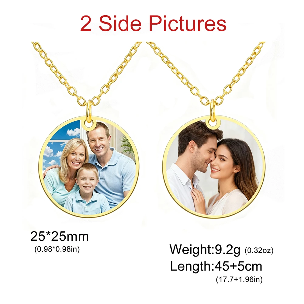 مخصص صور قلادة قلادة الفولاذ المقاوم للصدأ صورة شخصية النص سلسلة مجوهرات للرجال امرأة زوجين الأسرة هدية الكريسماس #4