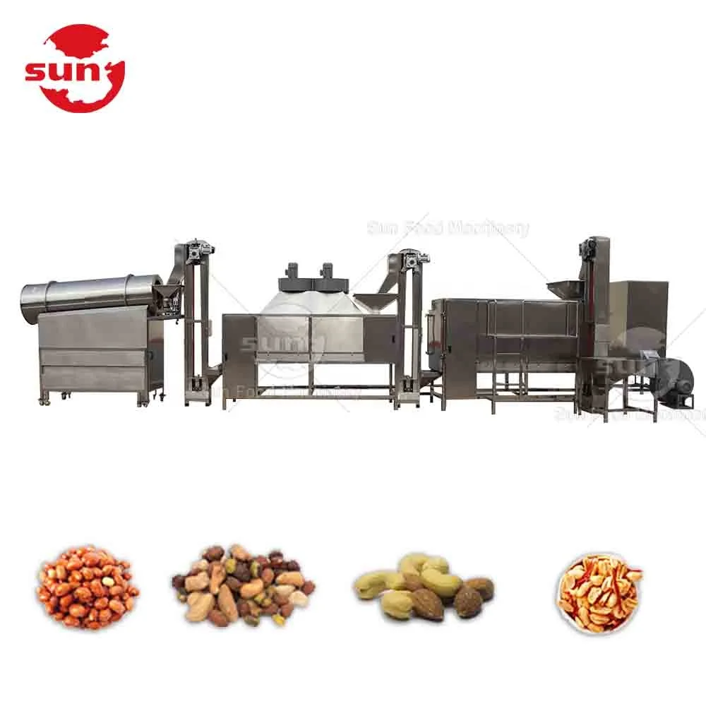 Nut Roaster Seasoning Snack Machine Production Line Flour Snacks Food Maker Automatic Stainless Steel 100-500kg/h SUN