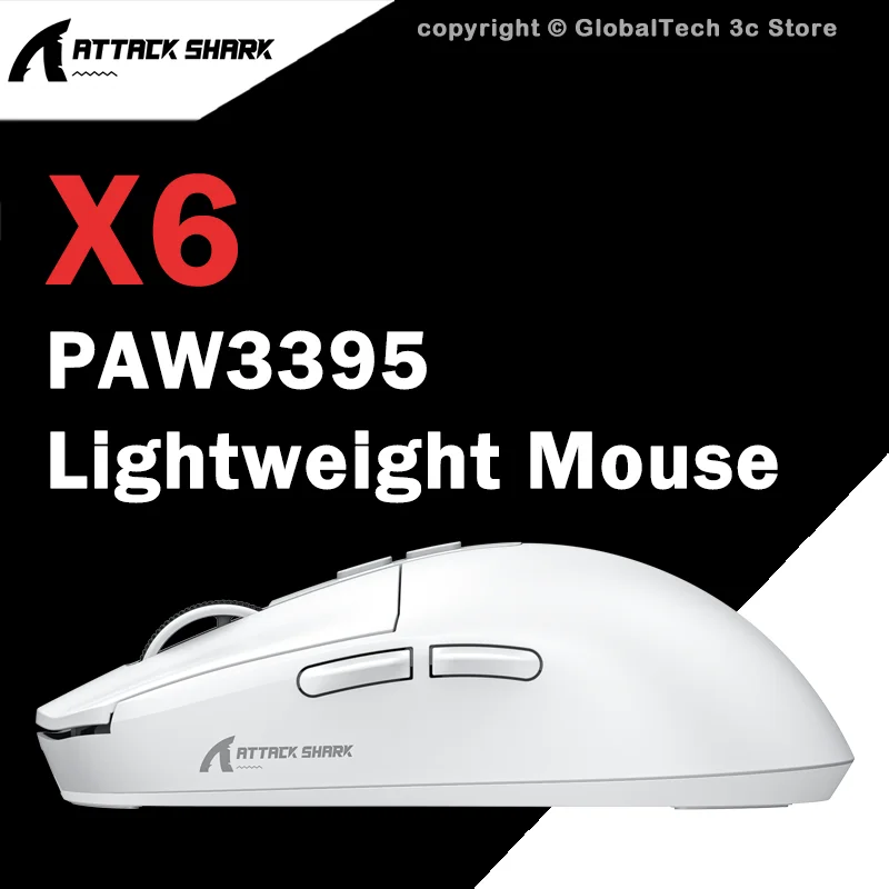 

ATTACK SHARK X6 Ultra-Light Wireless Gaming Mouse PAW3395 26K DPI RGB Magnetic Charging Dock Tri-Mode BT Wired for Gamer