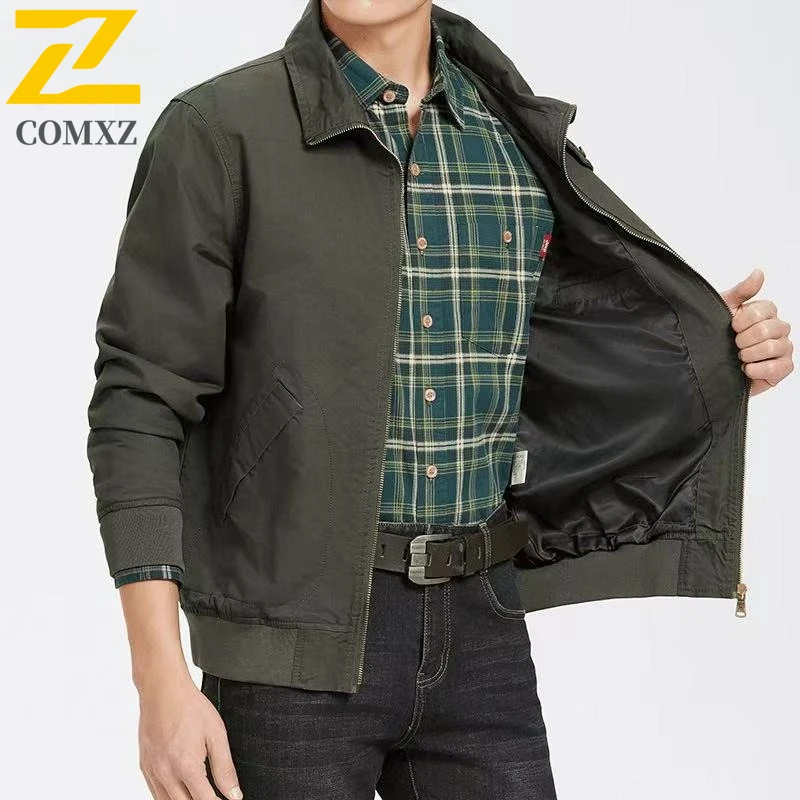 

Men Work Jackets Cotton Casual Stand Collar Loose Fishing Outdoor Sports Coat Autumn Windproof Durable Hiking Motorcycle Jacket