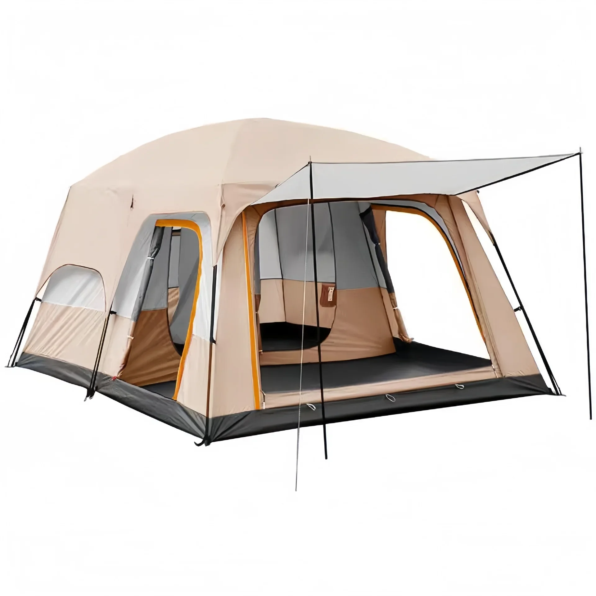 Outdoor Large 2-Room 1-Hall Tent Sun Protection Camping Shelter Portable For 3 to 5 People Overnight Camping