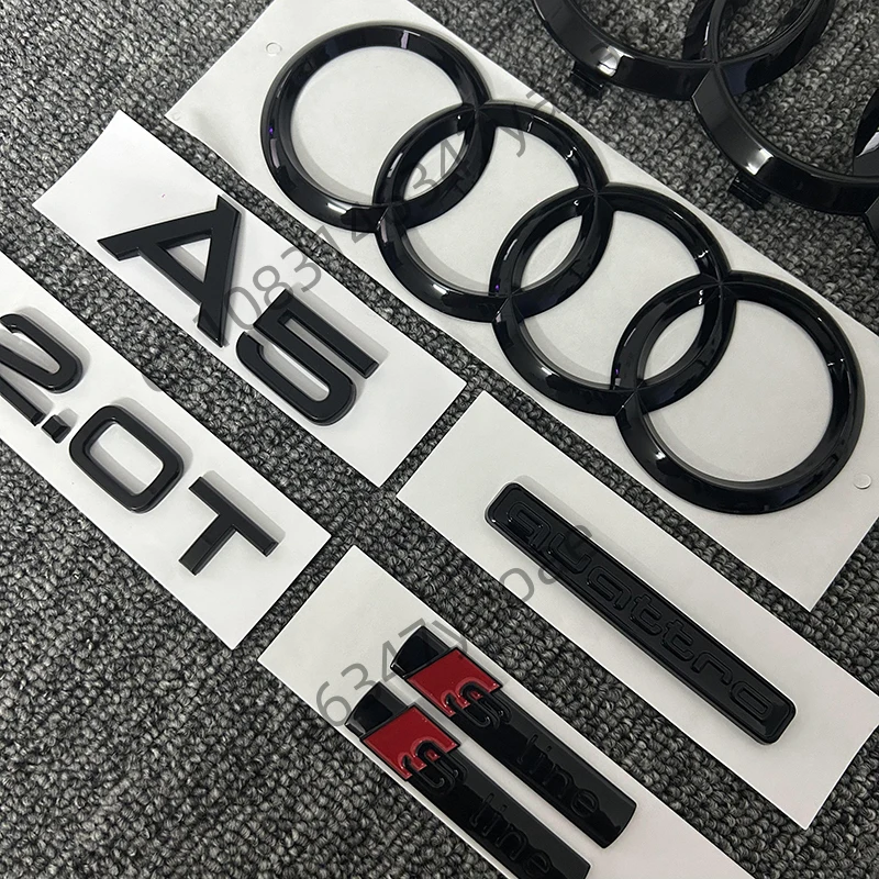 7 pieces/set for Audi A5 Quattro 2.0T tail standard Sline side standard four-ring car logo 2010-2019 modified car stickers.