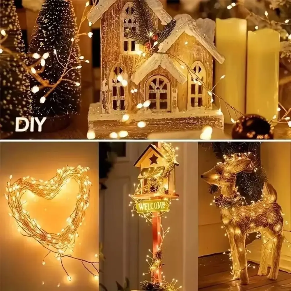 8 أوضاع وامضة LED أضواء الألعاب النارية تصميم الأسلاك النحاسية أضواء التحكم عن بعد نمط الألعاب النارية