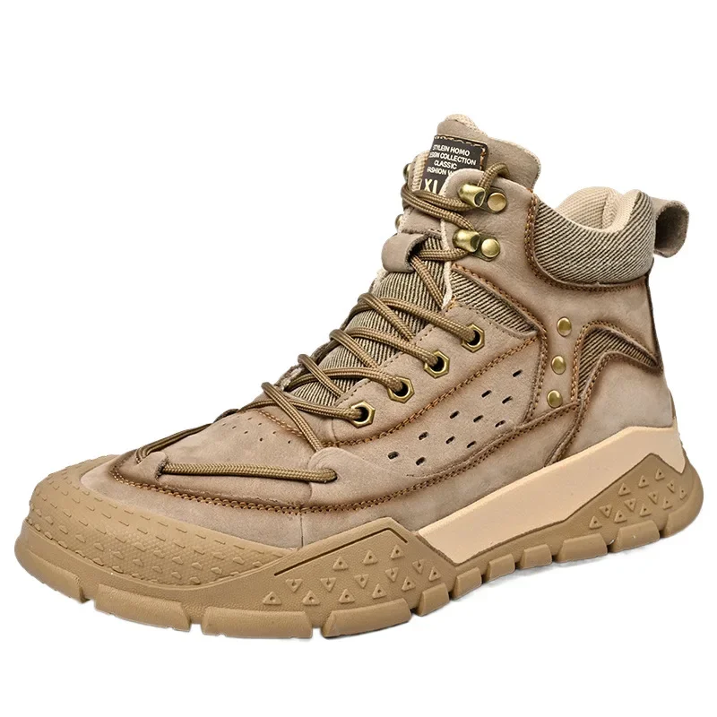 الرجال عالية الجودة صوف مبطن أحذية التنزه مقاوم للماء تنفس المضادة للانزلاق دائم الجلود العلوي مريحة إيفا نعل الشتاء Rea #5