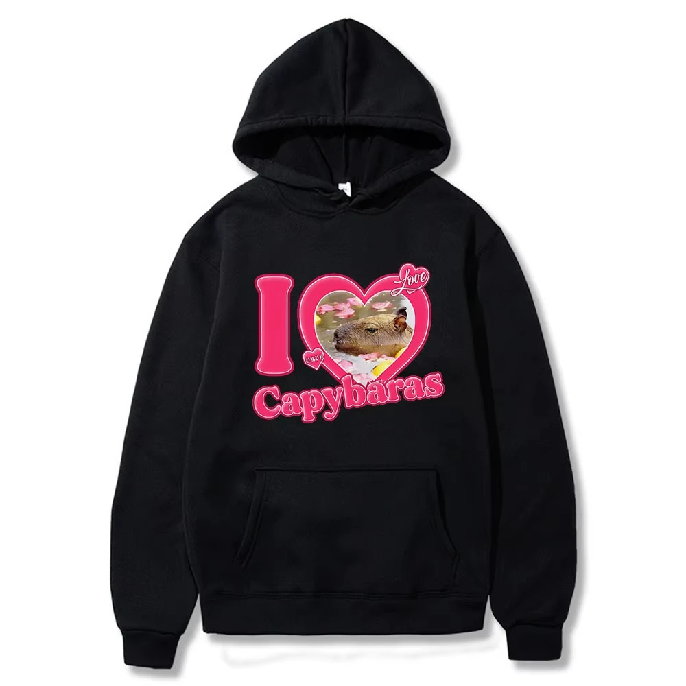 2026 New Funny Ok I Pull Up Capybara Print Hoodie Men's Fashion Casual Oversized Hooded Sweatshirts Gothic Pu