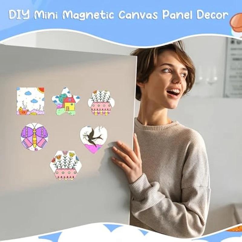 NEW-60Pcs Magnetic Panel Mini Boards For Painting Small Canvases Mini Canvases Boards DIY Decorative Painting Crafts