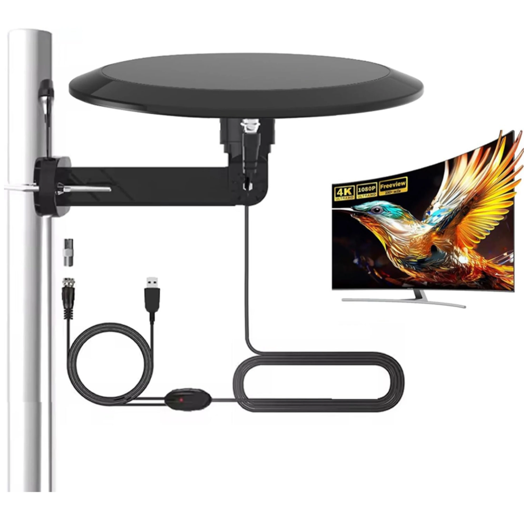 Omni Directional Digital TV Antenna for Smart TV Outdoor Long Range 160+ Miles,Best Clear HD 4K TV Antenna for Attic RV, Amplifi