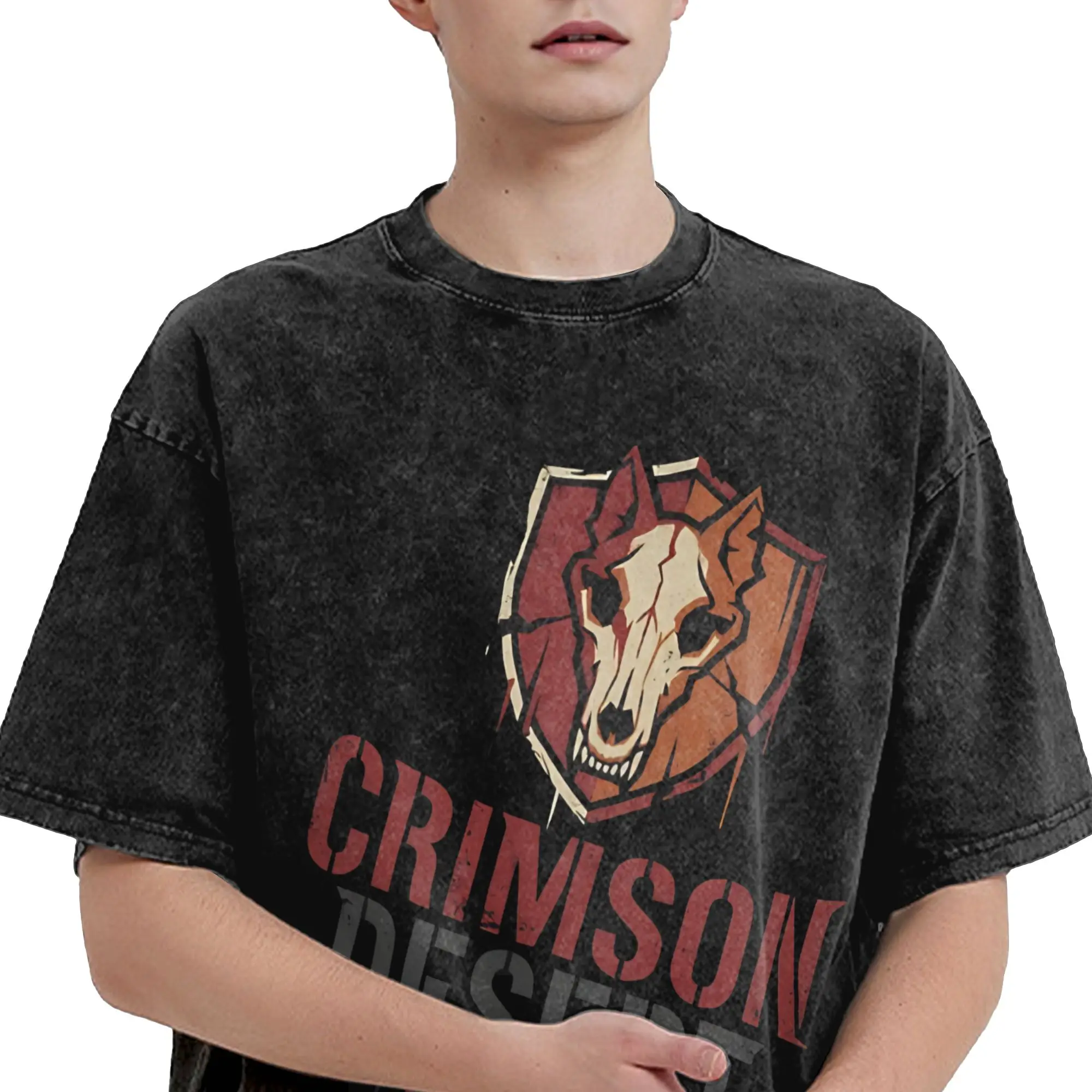 Harajuku Washed Shirts Pearl abyss crimson desert  Outfit Casual T Shirt Oversize  Streetwear Short Sleeve Graphic Printed Tees
