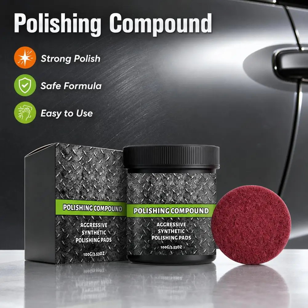 Car Scratch Remover Paste Kit Paint Restoration Compound With Sponge Pad For Auto Glass And Metal Body