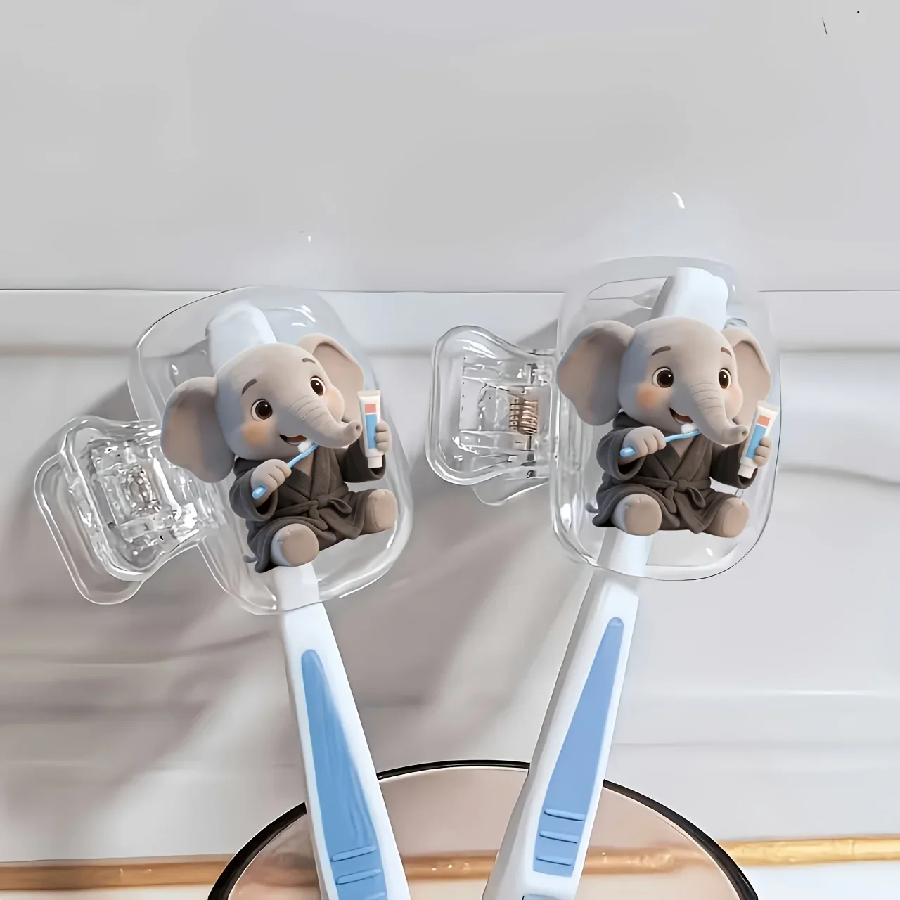 2pcs Elephant Toothbrush Storage Box Protector Travel Home Orga Plastic Protector for Bathroom Bedroom Lightweight Material