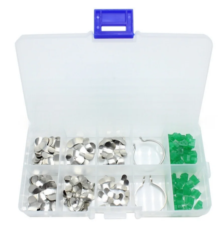 

Dental Matrix Sectional Contoured Metal Matrices Band Resin Clamping Ring Dentist Tools with Silicone Dental Wedge