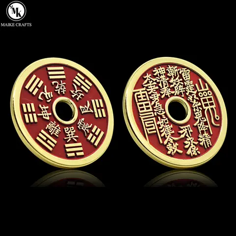 Chinese Tai Chi Eight Diagrams Commemorative Coin Metal Medal  Yin and Yang Copper Money Lucky Challenge Coin Holiday Gift