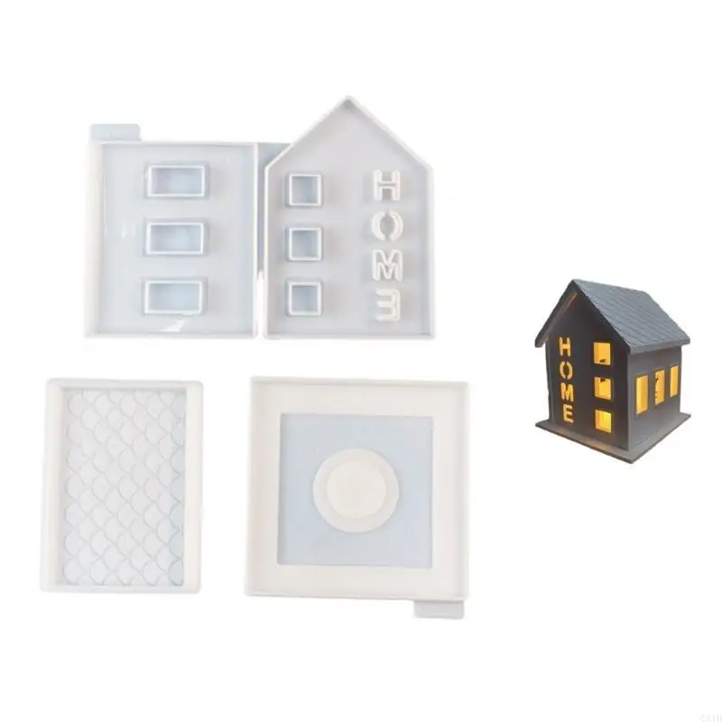 

Holder Silicone Mold 3D House Candlestick Resin Molds DIYs Concrete Casting Mould Handicraft Decorations