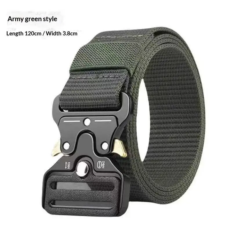 Tactical Men Nylon Webbing Belt Adjustable Heavy Duty Waist Strap for Hiking Trekking Daily Work Wear