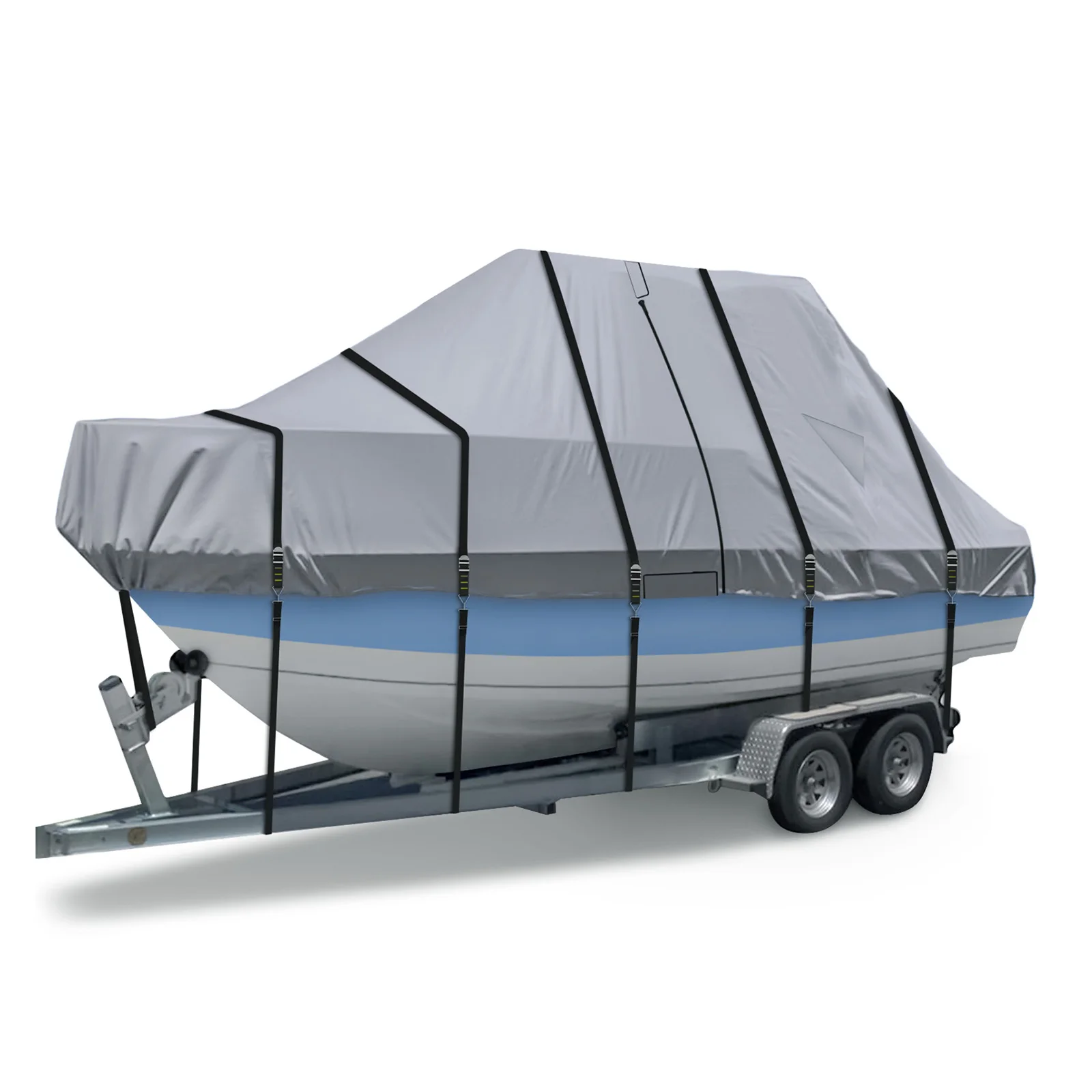 

1200D Hard Top Yacht Boats Storage Covers with 18 Tie Down Strap Boat Center Console Protect Covers UV-Proof For Protecting Roof