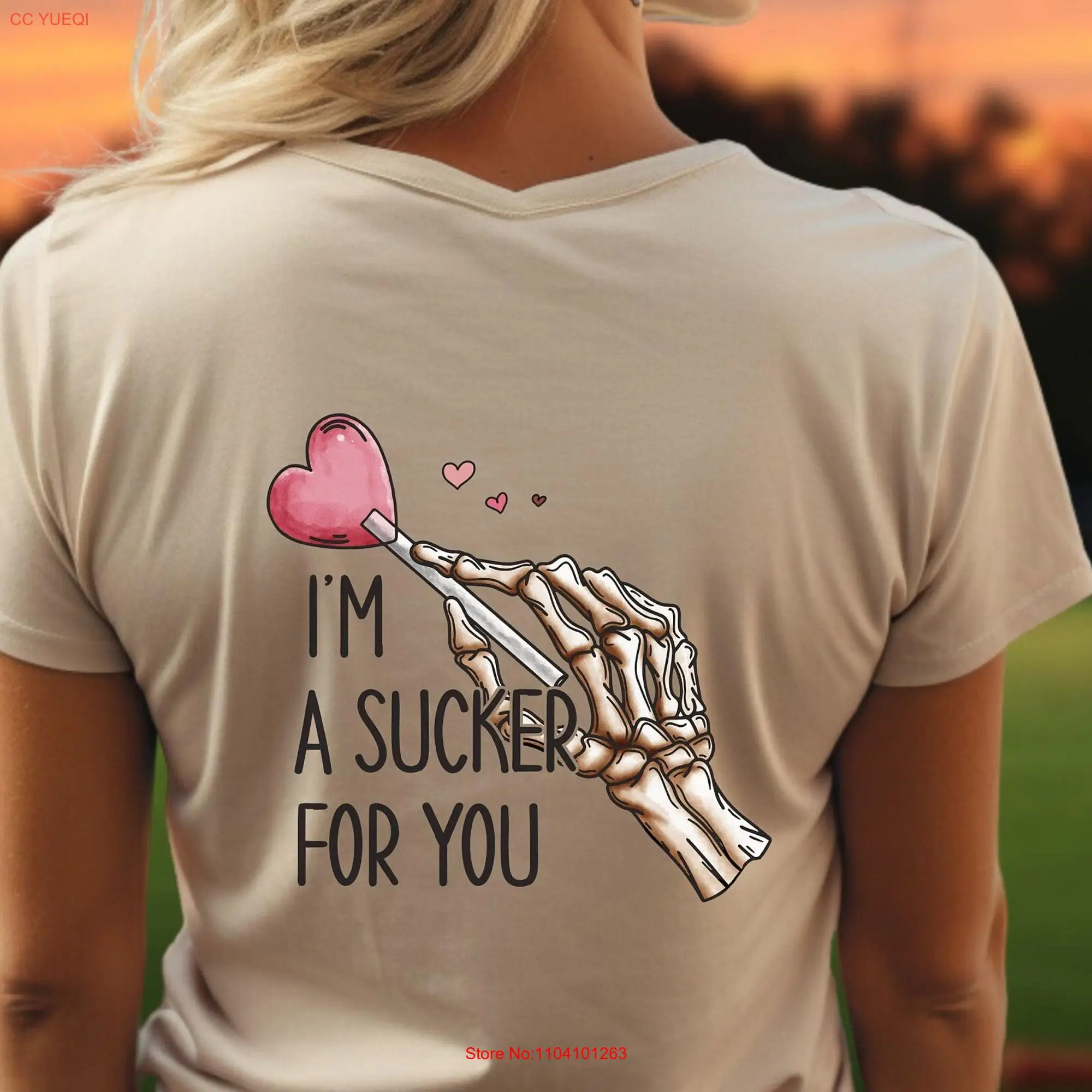 Sucker for You T Shirt Valentine's Day Skeleton tee long or short sleeves