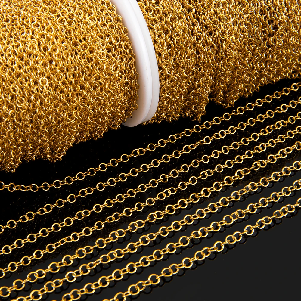 

2Meters 1Meter Stainless Steel O-Shape Chain Round Cross Circle Link Chain Necklace Bracelet Supply DIY Jewelry Making Wholesale
