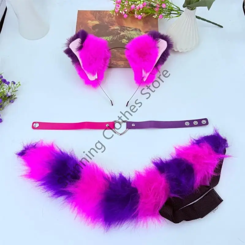 M68A CATS COSTUMES WOFF CATS FOXES TAIL CATS EAR HEART HEART NECKLACE CLACLACE COMPLIS