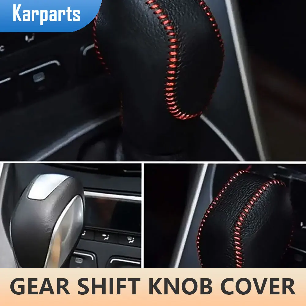 

Genuine Leather Car Gear Shift Knob Protection Cover Gear Shift Collars Cover for Ford Fiesta MK7 2009-2013 AT Accessories