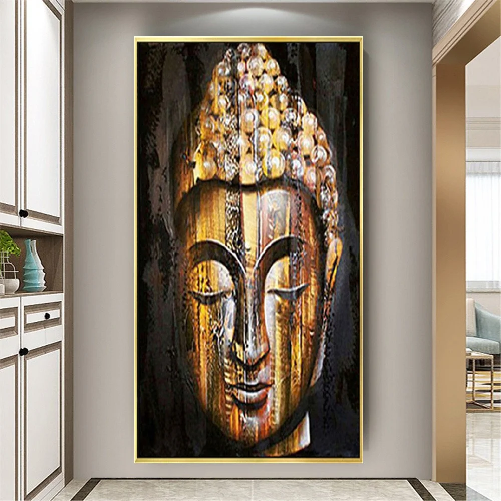 Southeast Asian Murals Original Wood Color Buddhist Avatar Statue Religion Oil Painting Handmade Wall Art Pictures Decor Lobby