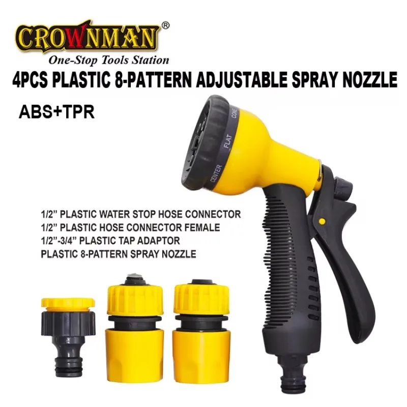 Garden Tools High Quality 8-Pattern Garden Water Hose Nozzle Gun Adjustable Portable Garden Water Spray Nozzle Gun Set
