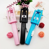 3.5mm Plug Mini Wire Controlled Selfie Stick Type-C Plug Retractable Portable Handheld Selfie Stick Mini Portable