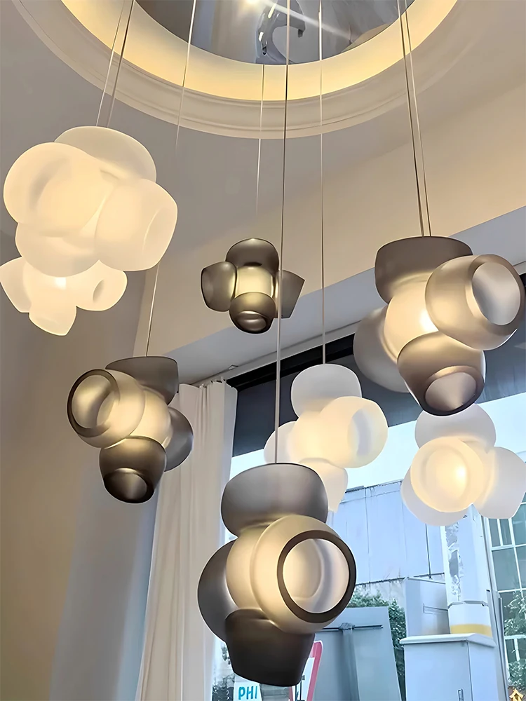 Glass lamp smoke gray , white,multiple combination lights living room dining room bedroom lights designer Nordic pendant light