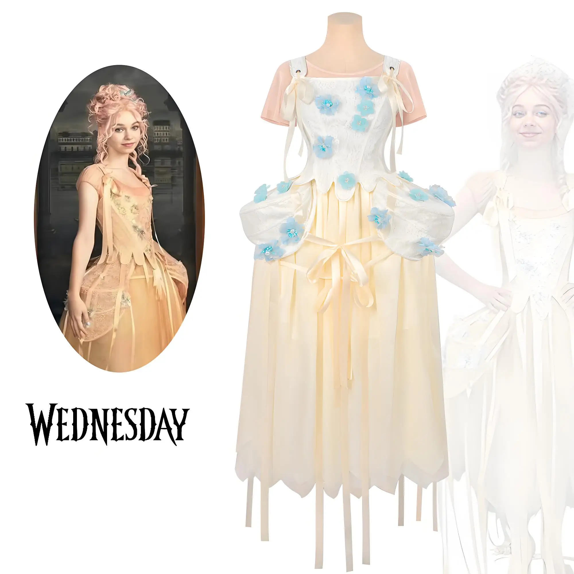 

Костюм Wed Ball Dance Sinclair в стиле Лолиты с синим цветочным декором, розовое платье, одежда для Хэллоуина, рождественской вечеринки