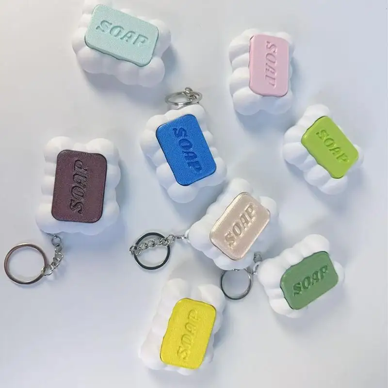 Soap Button Keyboard Fidget Toy Creative 3D Printed Funny Decompression Keyboard Clicker Press-Type Relax Bag Pendant Keyring