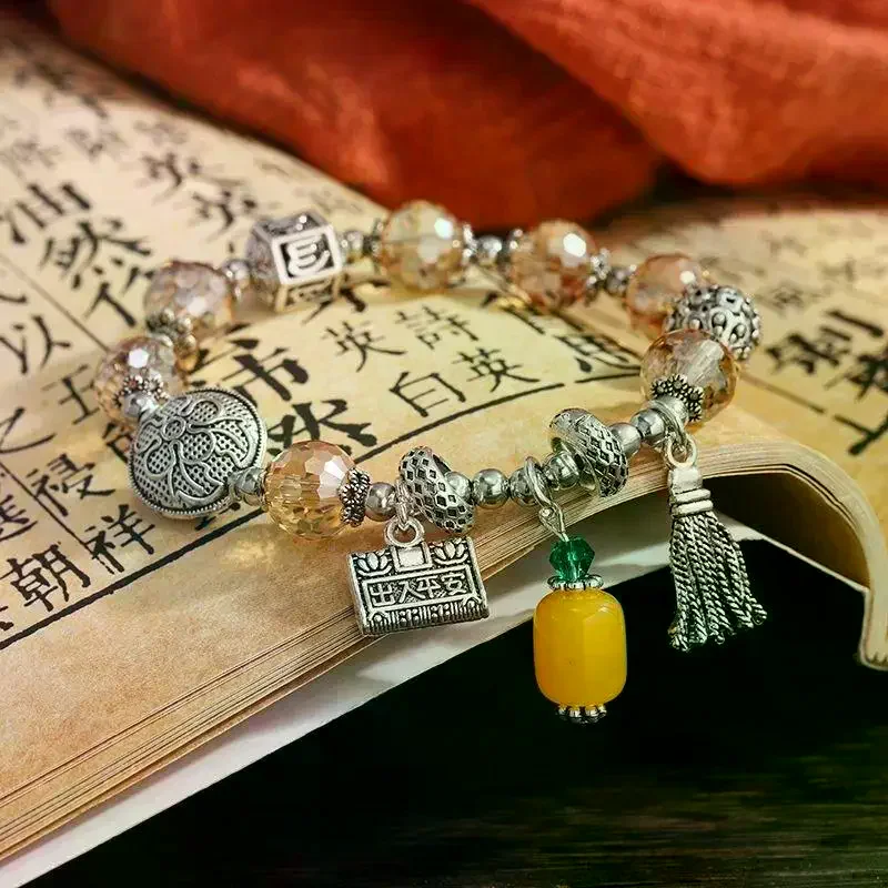 Retro Ethnic Style Lucky Safety Bracelet Pray For Blessings HandString Jewelry For Women Men Girlfriend Bijoux Pulseras Jewelry