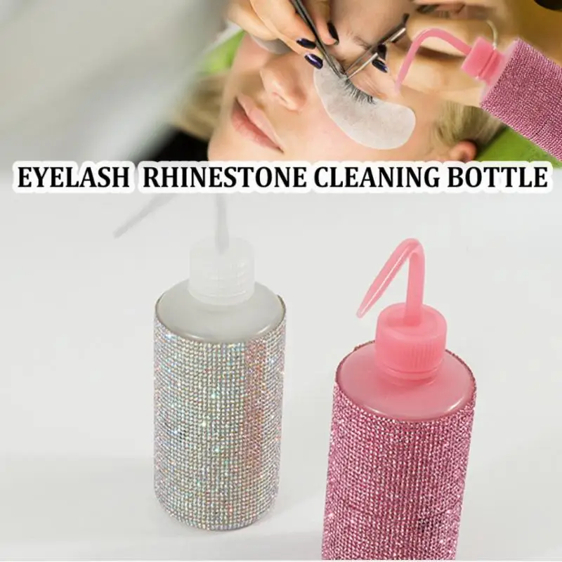 

1pcs 250ml Empty Diamond Eyelash Clean Washing Bottle Curved Spout Blow Wash Makeup Remover Bottle Eyelash Removal Cleaning