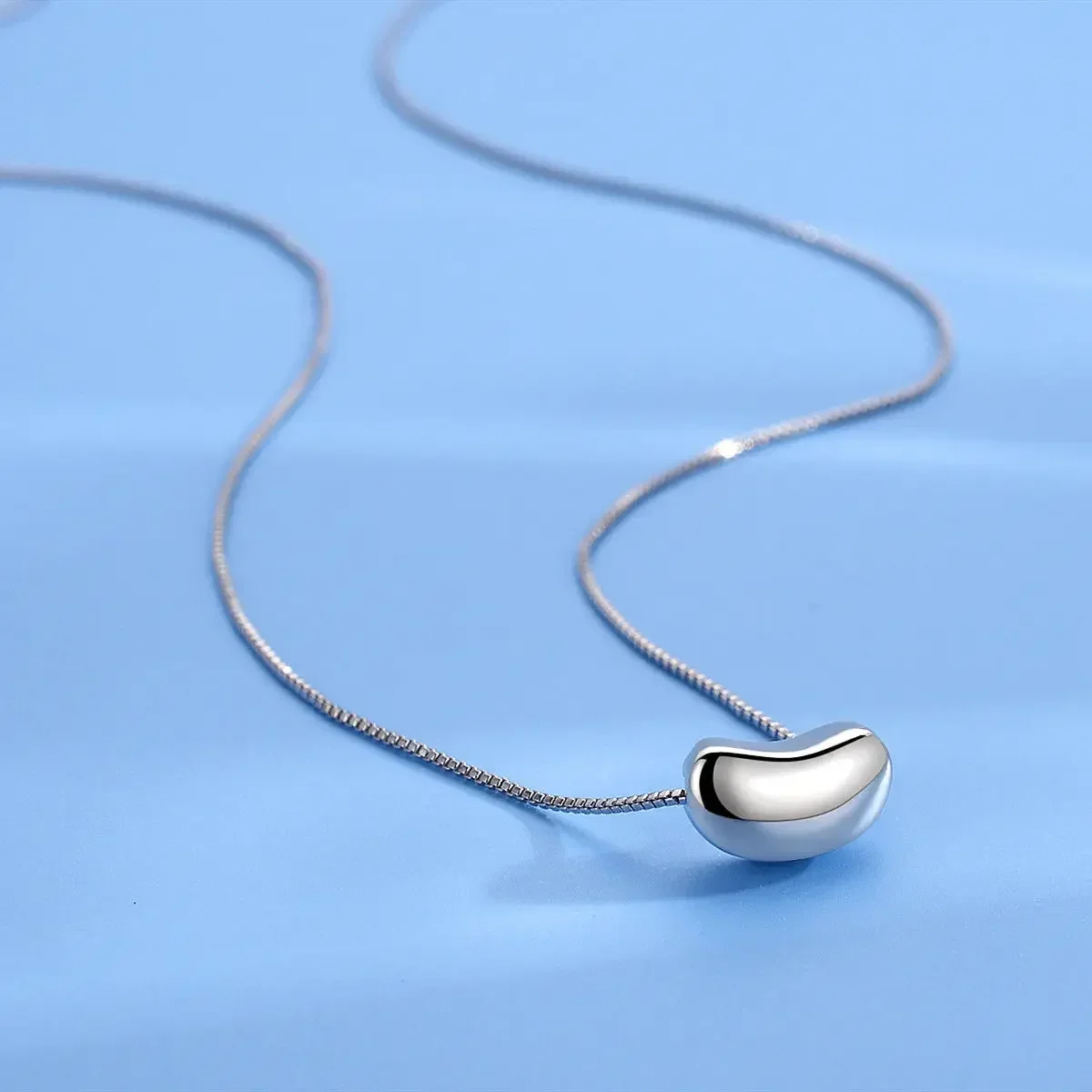 925 Sterling Silver 18 inches Elegant beans pendant Necklace Women Fashion Jewelry Valentine's Day Wedding Girlfriend 45CM