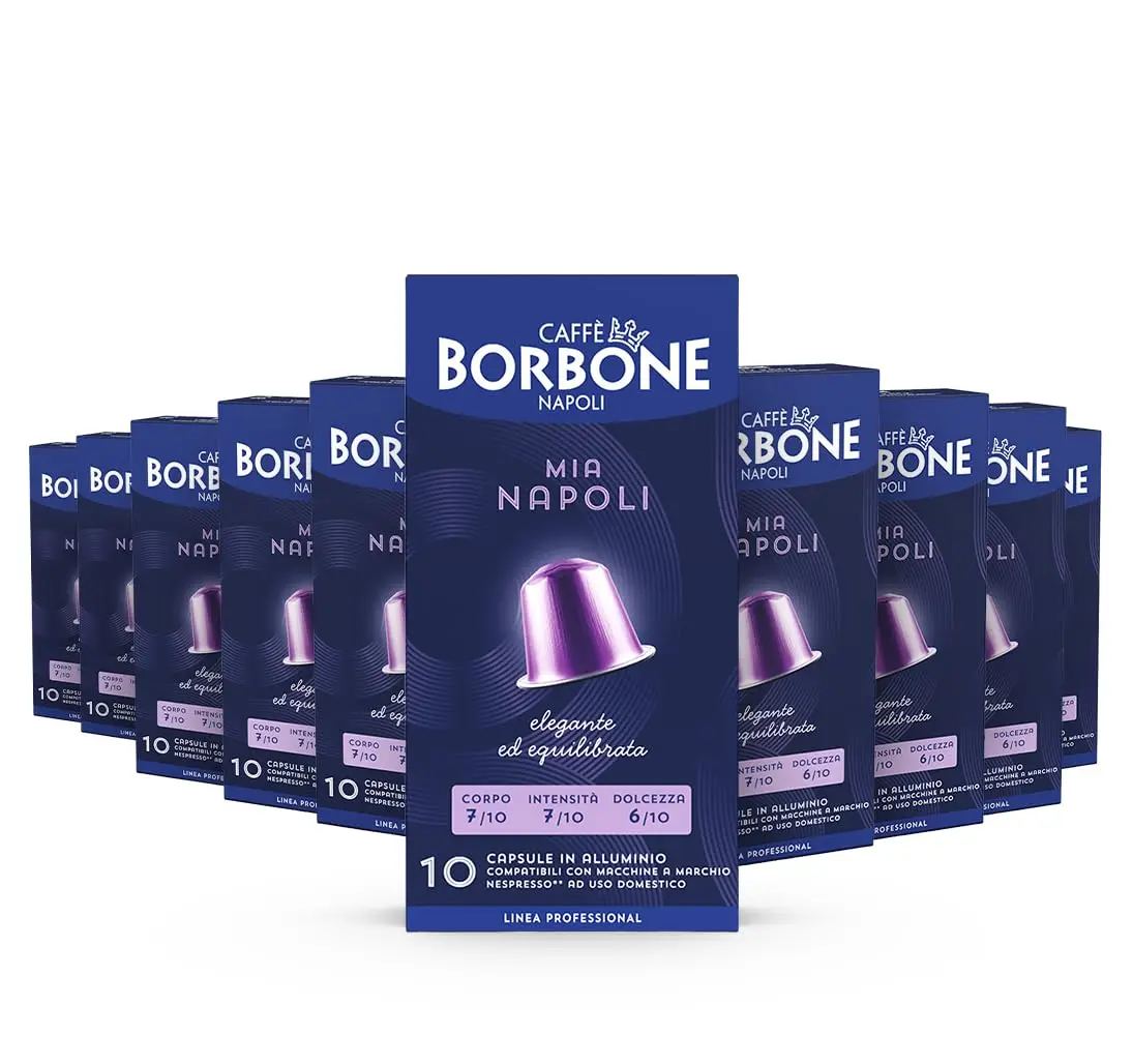 Caffè Borbone Miscela Mia Napoli - 100 Capsule ALLUMINIO (10 confezioni da 10) - Compatibili con le Macchine ad uso domestico Nespresso*