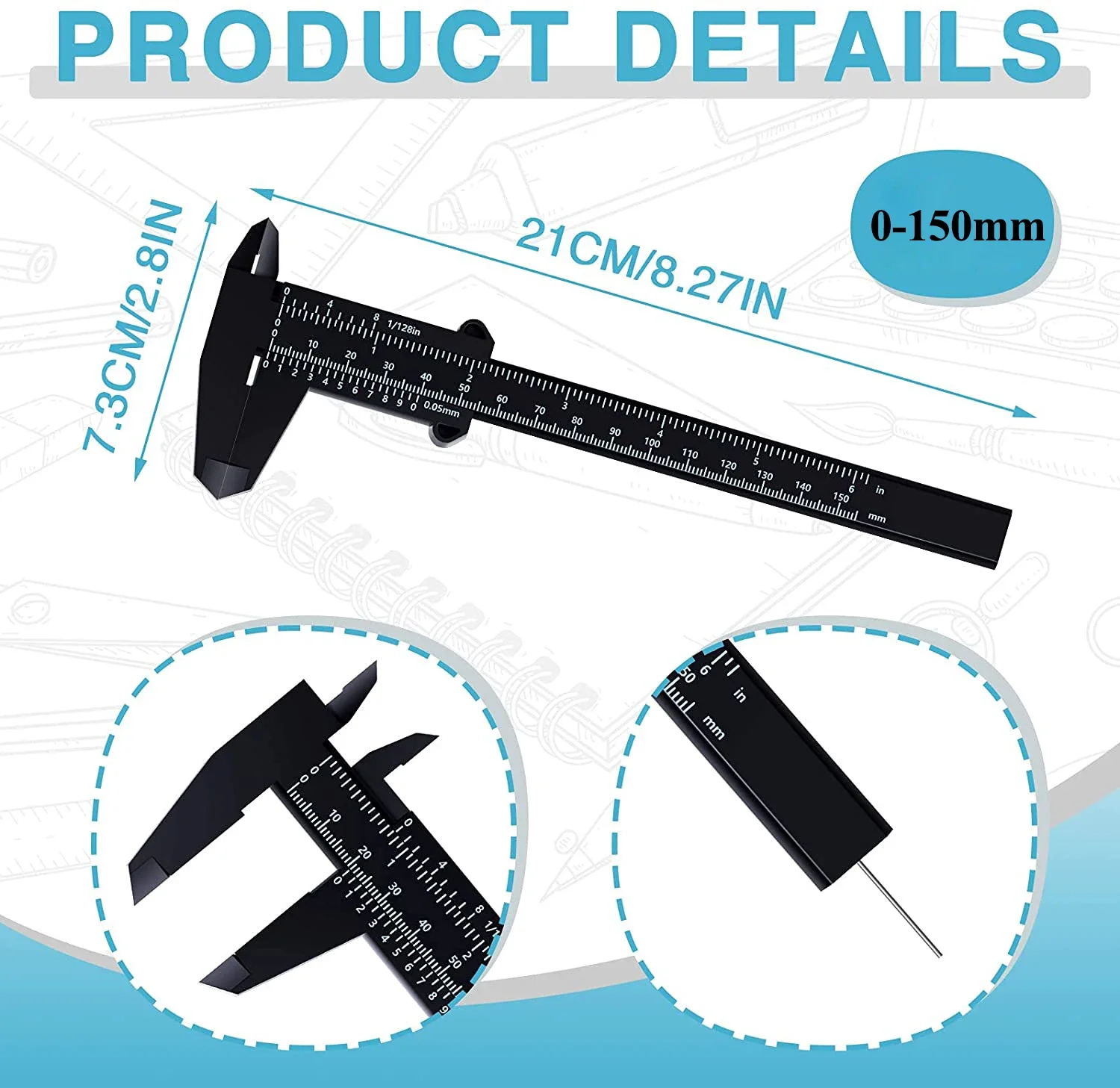 150 مللي متر الحاجب مسطرة قياس الحاجب رسم الخرائط الورنية الفرجار مقياس مزدوج حاكم بلاستيكي ل الحاجب الوشم الحاجب ماكياج أداة #6