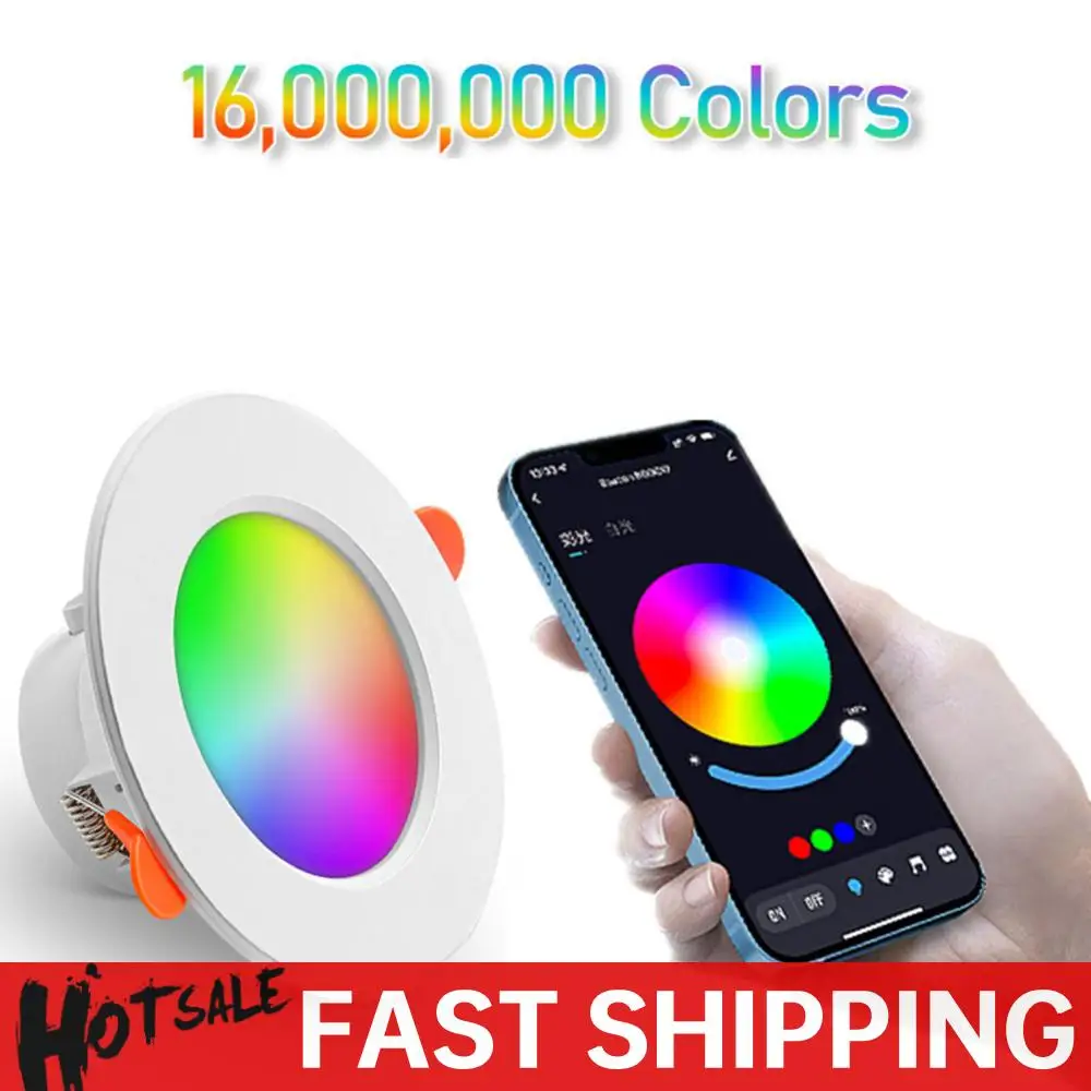 

Круглый точечный светильник 10 Вт, Bluetooth-совместимый RGB умный прожектор 2700K-6500K, встраиваемый потолочный светильник для декора гостиной, спальни