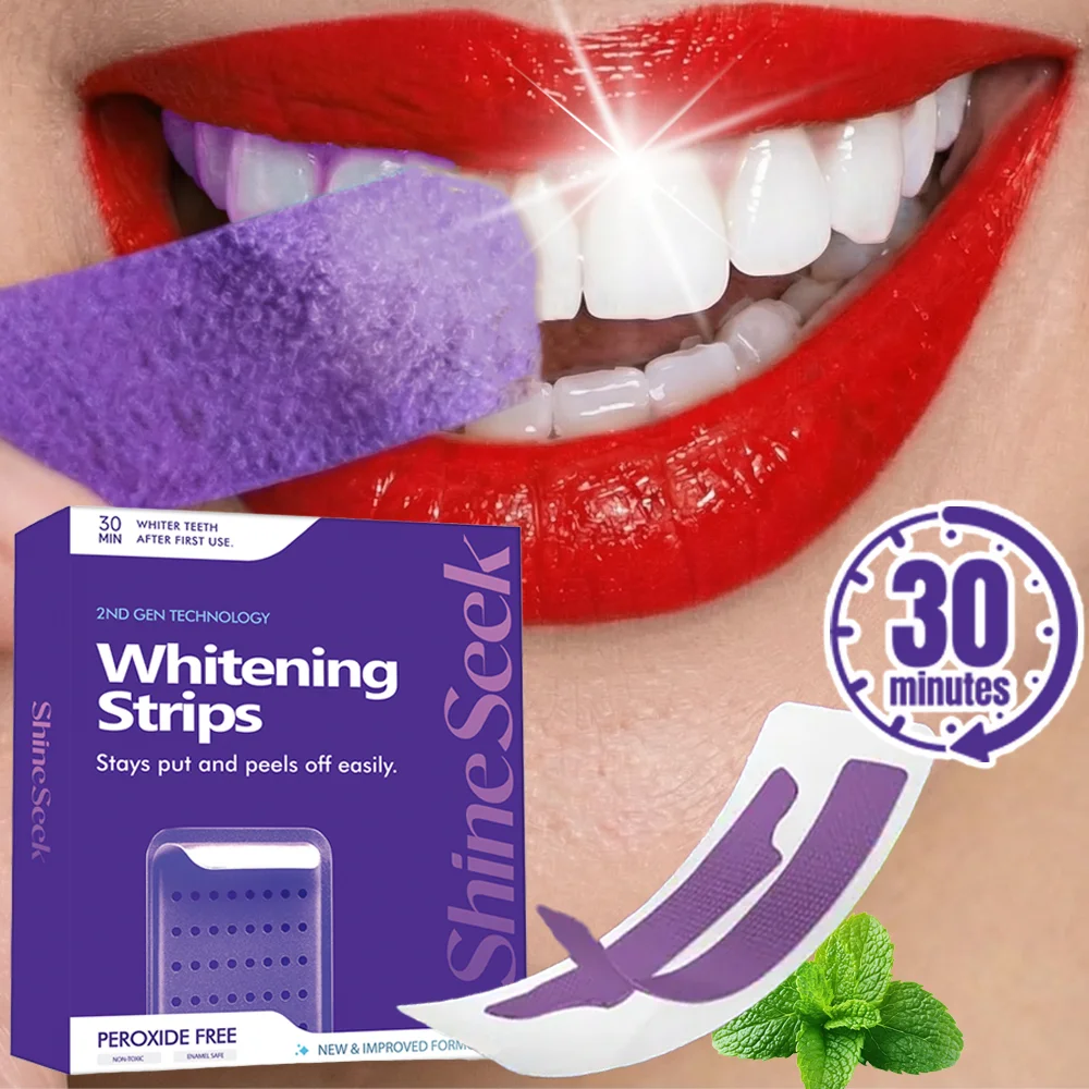 20pcs/10 Pairs 2nd‑Generation Purple PAP+ Whitening Strips, Peroxide‑Free, Gently Whitens Teeth, Gum‑Friendly & Low‑Sensitivity