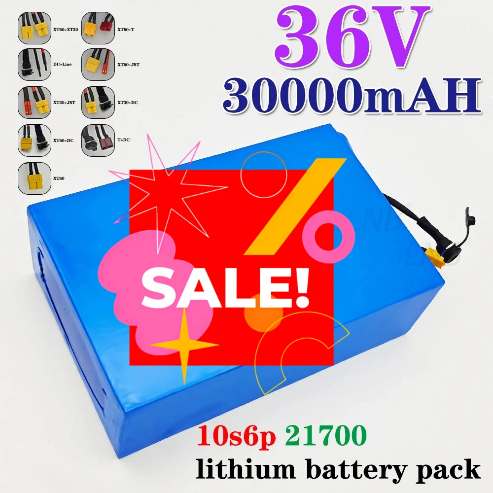 21700 lithium-ion battery with BMS 10S6P battery pack Suitable for bicycles, wheelchairs, outdoor motorcycles 36V 30000mAh